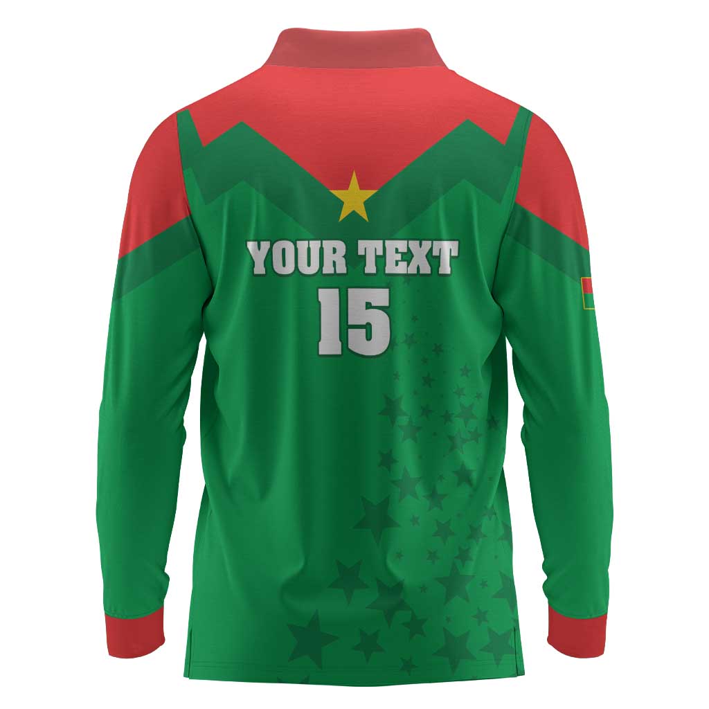 Custom Burkina Faso Football Long Sleeve Polo Shirt Go Les Etalons Go - African Pride