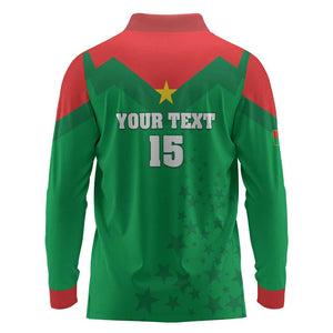Custom Burkina Faso Football Long Sleeve Polo Shirt Go Les Etalons Go - African Pride