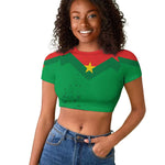 Custom Burkina Faso Football Raglan Cropped T shirt Go Les Etalons Go - African Pride