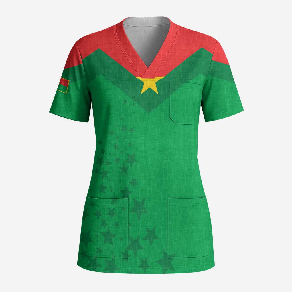 Custom Burkina Faso Football Scrub Top Go Les Etalons Go - African Pride