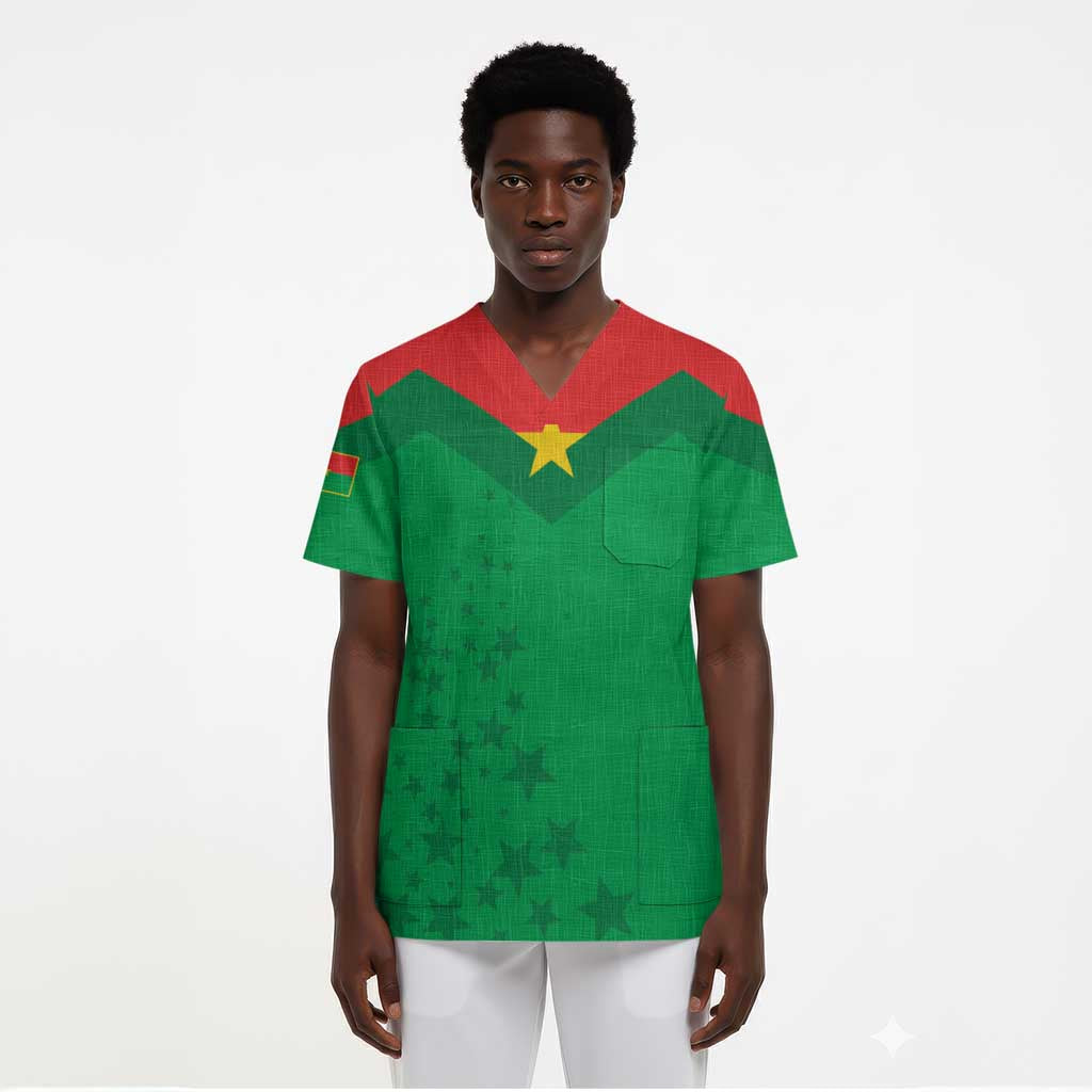 Custom Burkina Faso Football Scrub Top Go Les Etalons Go - African Pride