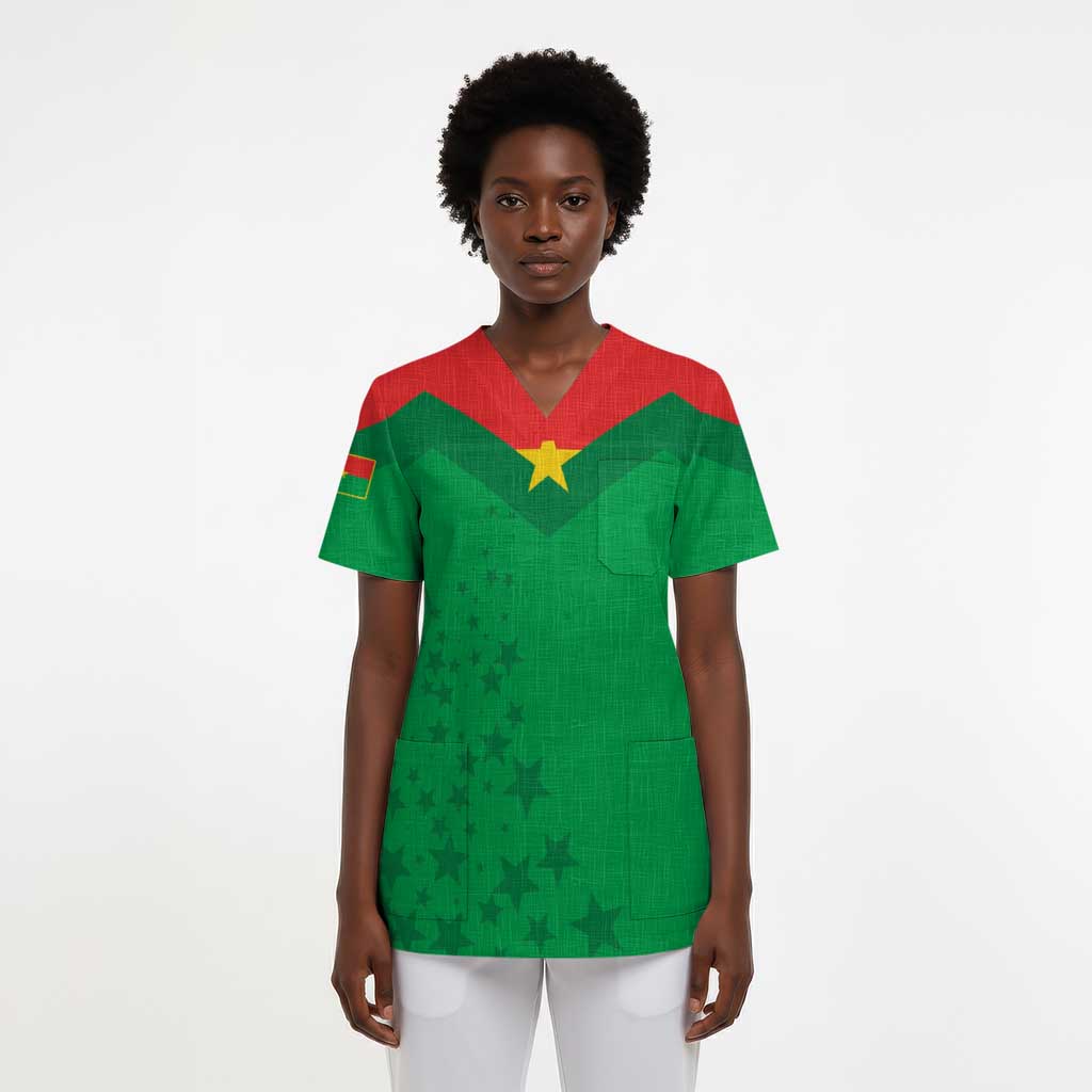 Custom Burkina Faso Football Scrub Top Go Les Etalons Go - African Pride