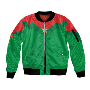 Custom Burkina Faso Football Sleeve Zip Bomber Jacket Go Les Etalons Go - African Pride