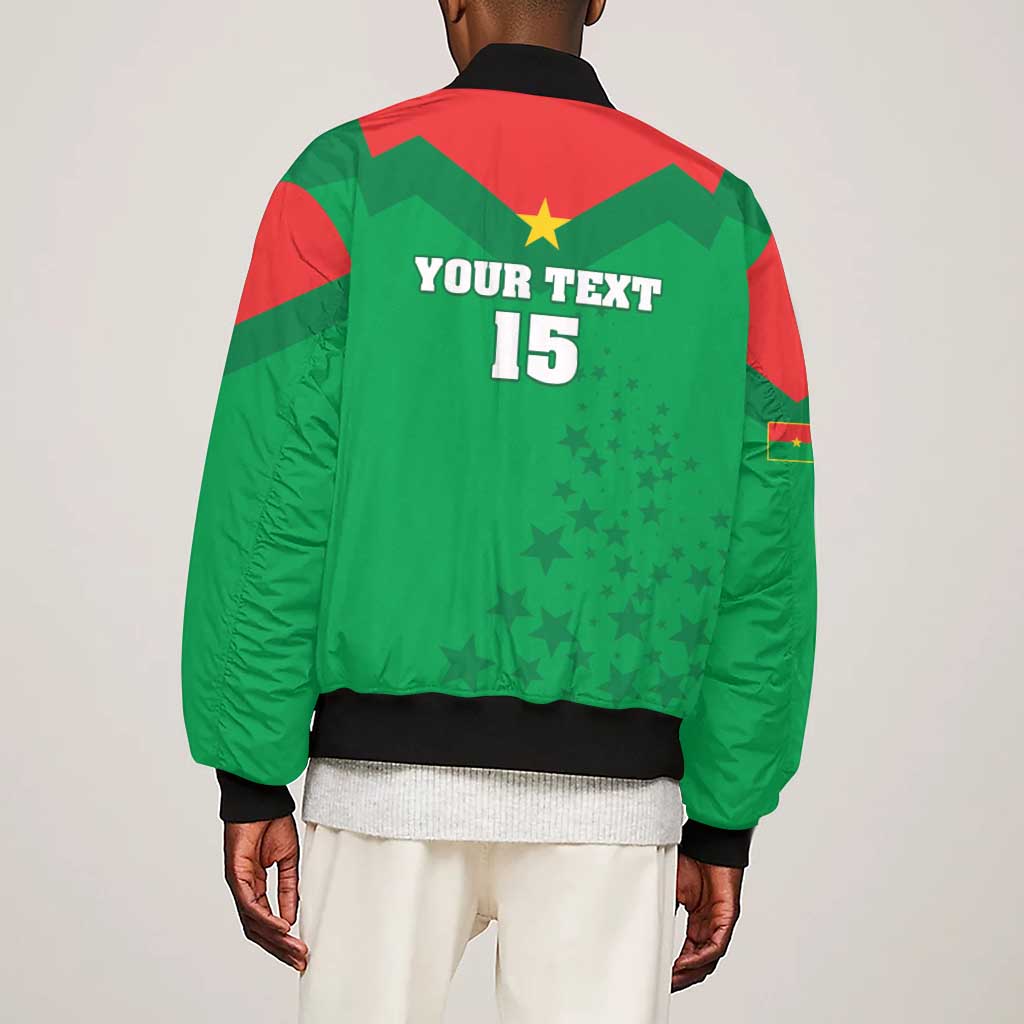 Custom Burkina Faso Football Sleeve Zip Bomber Jacket Go Les Etalons Go - African Pride