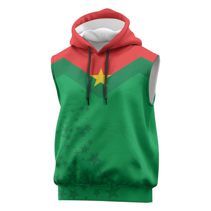 Custom Burkina Faso Football Sleeveless Hoodie Go Les Etalons Go - African Pride