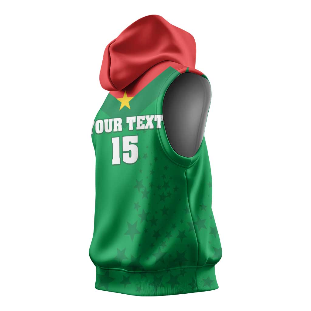 Custom Burkina Faso Football Sleeveless Hoodie Go Les Etalons Go - African Pride