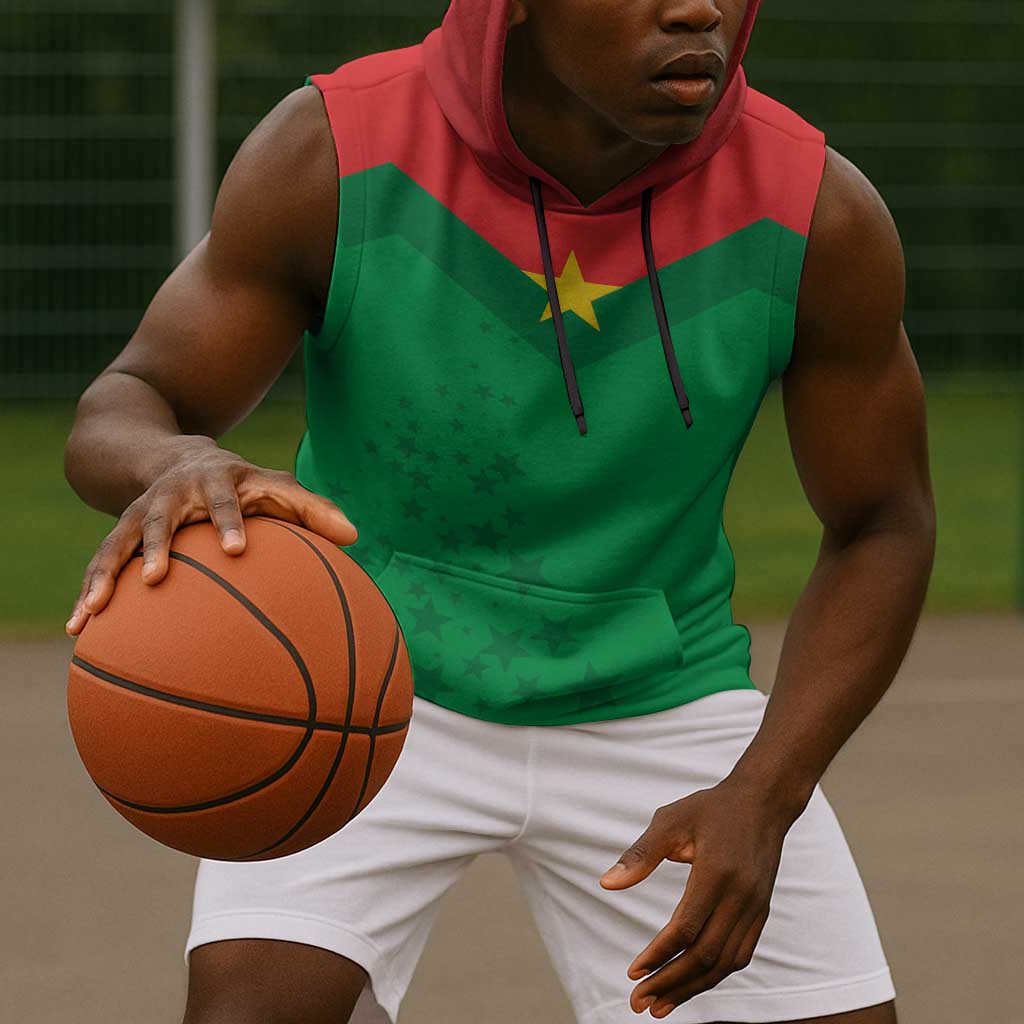 Custom Burkina Faso Football Sleeveless Hoodie Go Les Etalons Go - African Pride