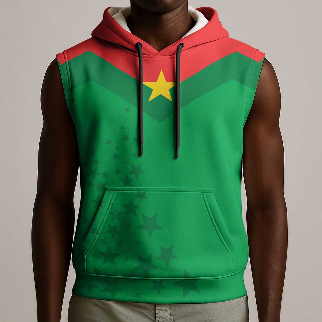 Custom Burkina Faso Football Sleeveless Hoodie Go Les Etalons Go - African Pride