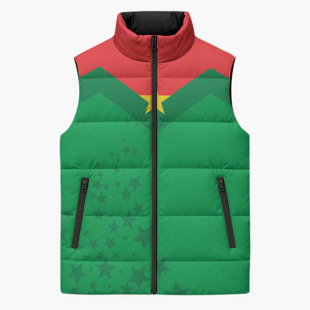 Custom Burkina Faso Football Sleeveless Puffer Jacket Go Champions Les Etalons
