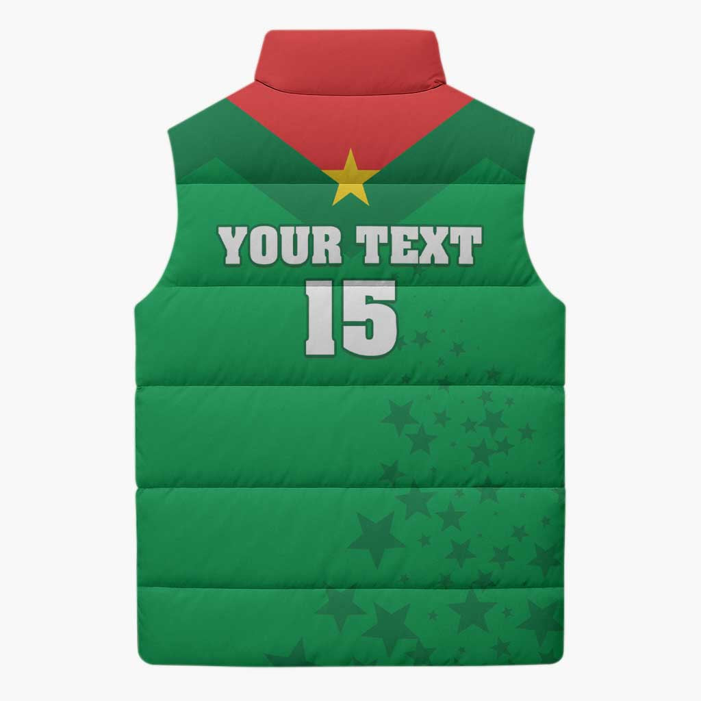 Custom Burkina Faso Football Sleeveless Puffer Jacket Go Champions Les Etalons