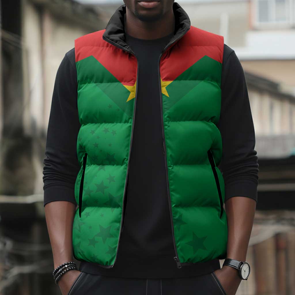 Custom Burkina Faso Football Sleeveless Puffer Jacket Go Champions Les Etalons