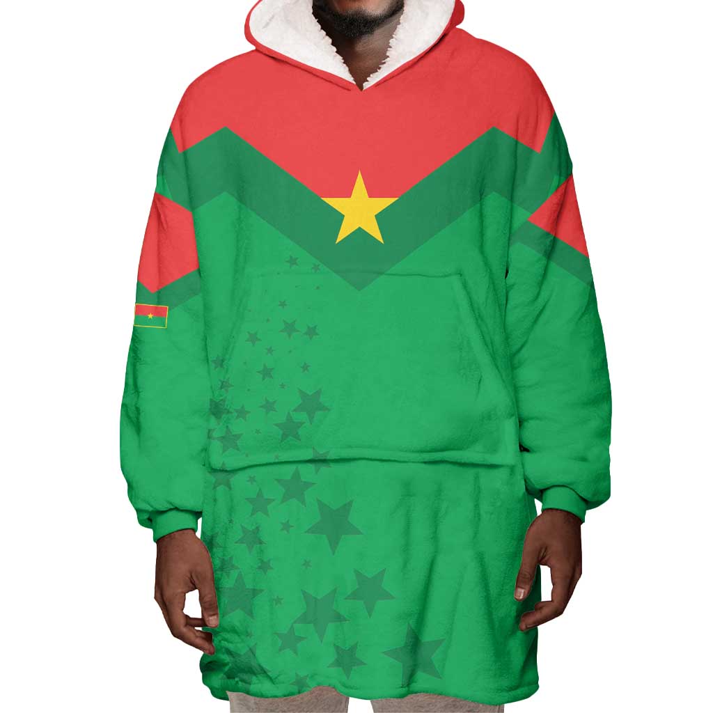 Custom Burkina Faso Football Wearable Blanket Hoodie Go Les Etalons Go - African Pride