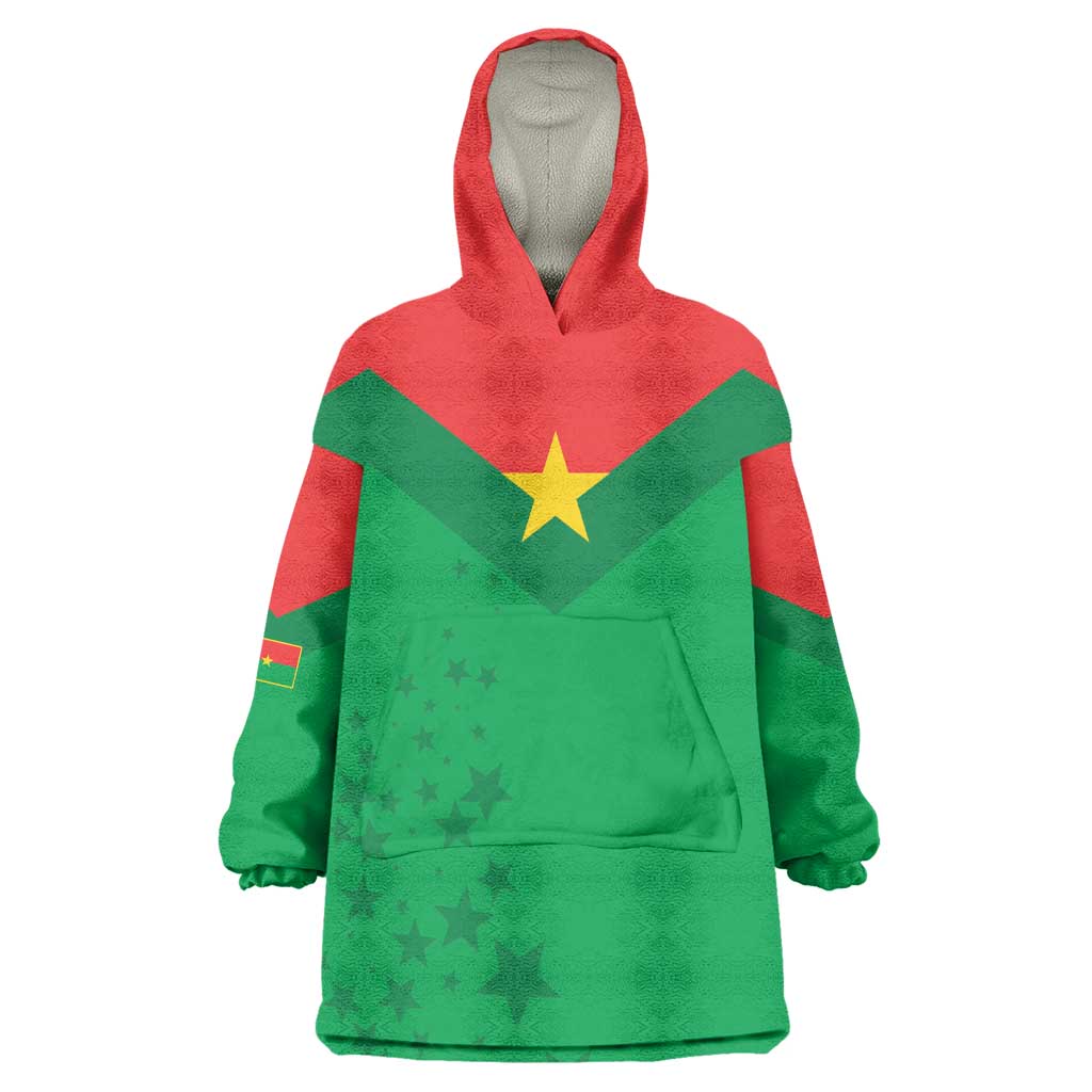 Custom Burkina Faso Football Wearable Blanket Hoodie Go Les Etalons Go - African Pride