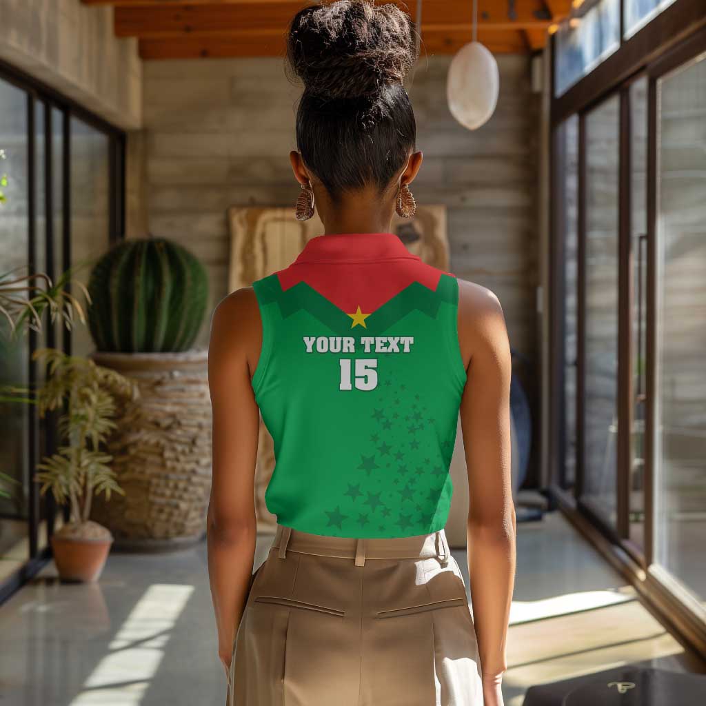 Custom Burkina Faso Football Women Sleeveless Polo Shirt Go Les Etalons Go - African Pride