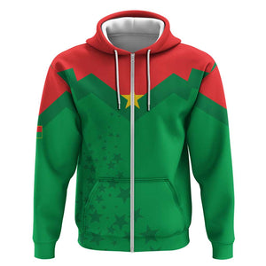 Custom Burkina Faso Football Zip Hoodie Go Les Etalons Go - African Pride