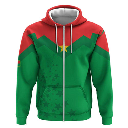 Custom Burkina Faso Football Zip Hoodie Go Les Etalons Go - African Pride