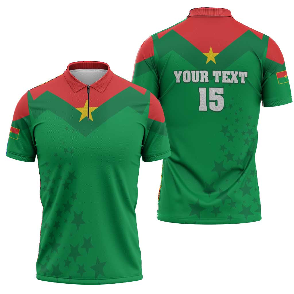 Custom Burkina Faso Football Zipper Polo Shirt Go Champions Les Etalons