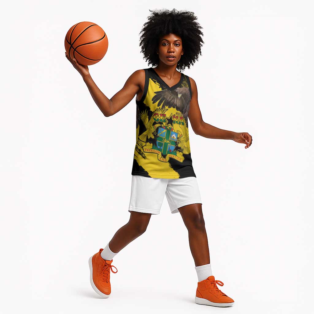 Afro Ghana Basketball Jersey Eagle With Coat Of Arms - African Pride