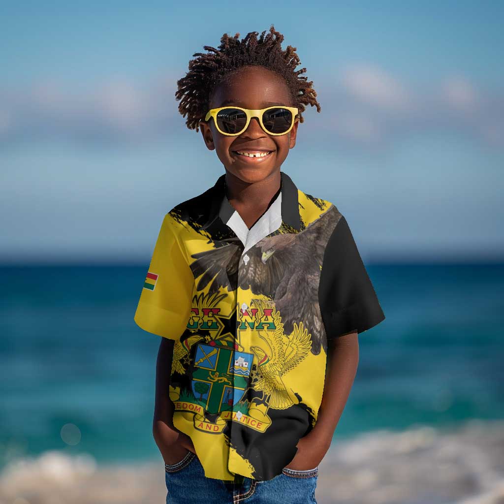 Afro Ghana Kid Hawaiian Shirt Eagle With Coat Of Arms