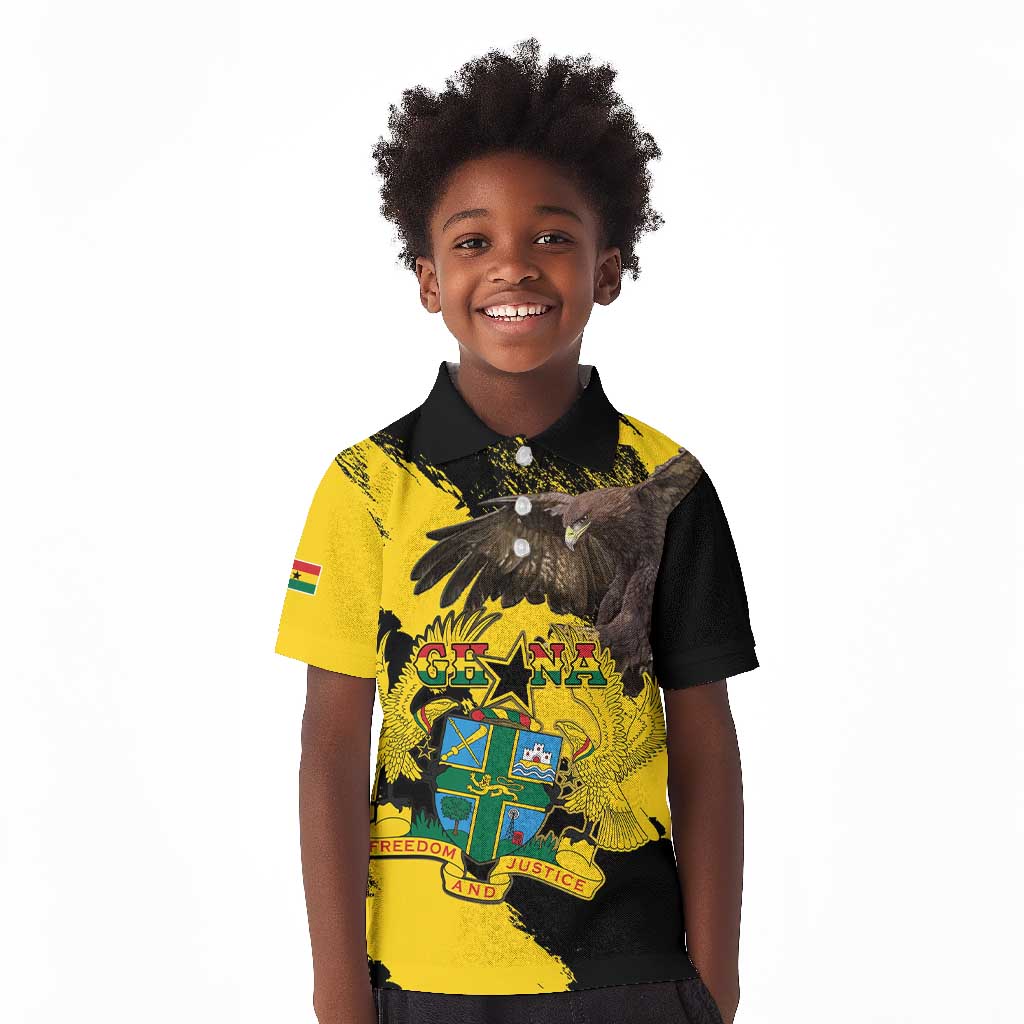 Afro Ghana Kid Polo Shirt Eagle With Coat Of Arms
