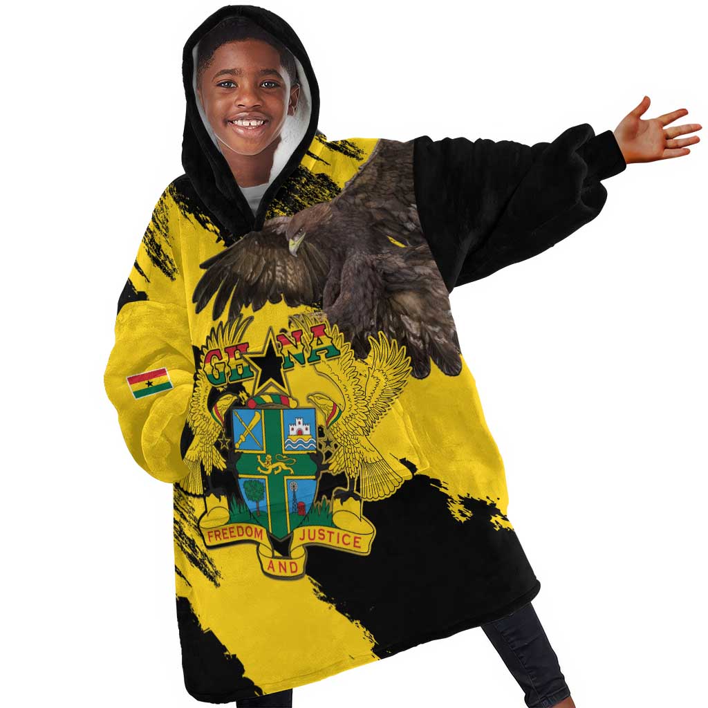 Afro Ghana Kid Wearable Blanket Hoodie Eagle With Coat Of Arms