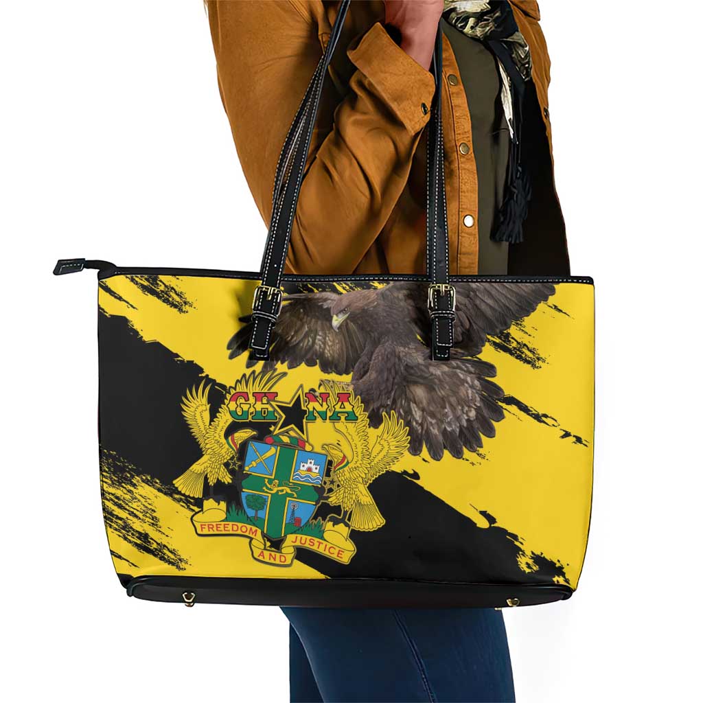 Afro Ghana Leather Tote Bag Eagle With Coat Of Arms