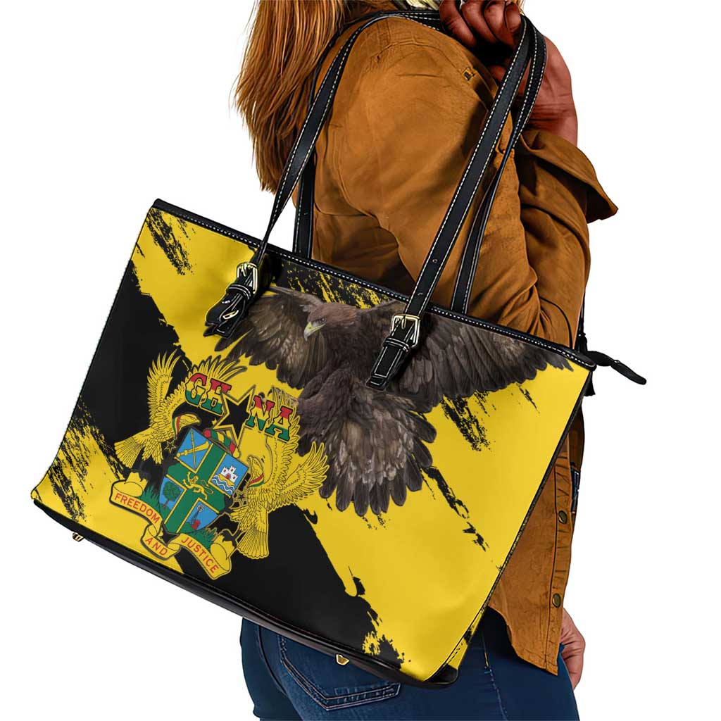 Afro Ghana Leather Tote Bag Eagle With Coat Of Arms
