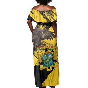 Afro Ghana Off Shoulder Maxi Dress Eagle With Coat Of Arms