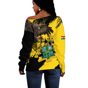 Afro Ghana Off Shoulder Sweater Eagle With Coat Of Arms