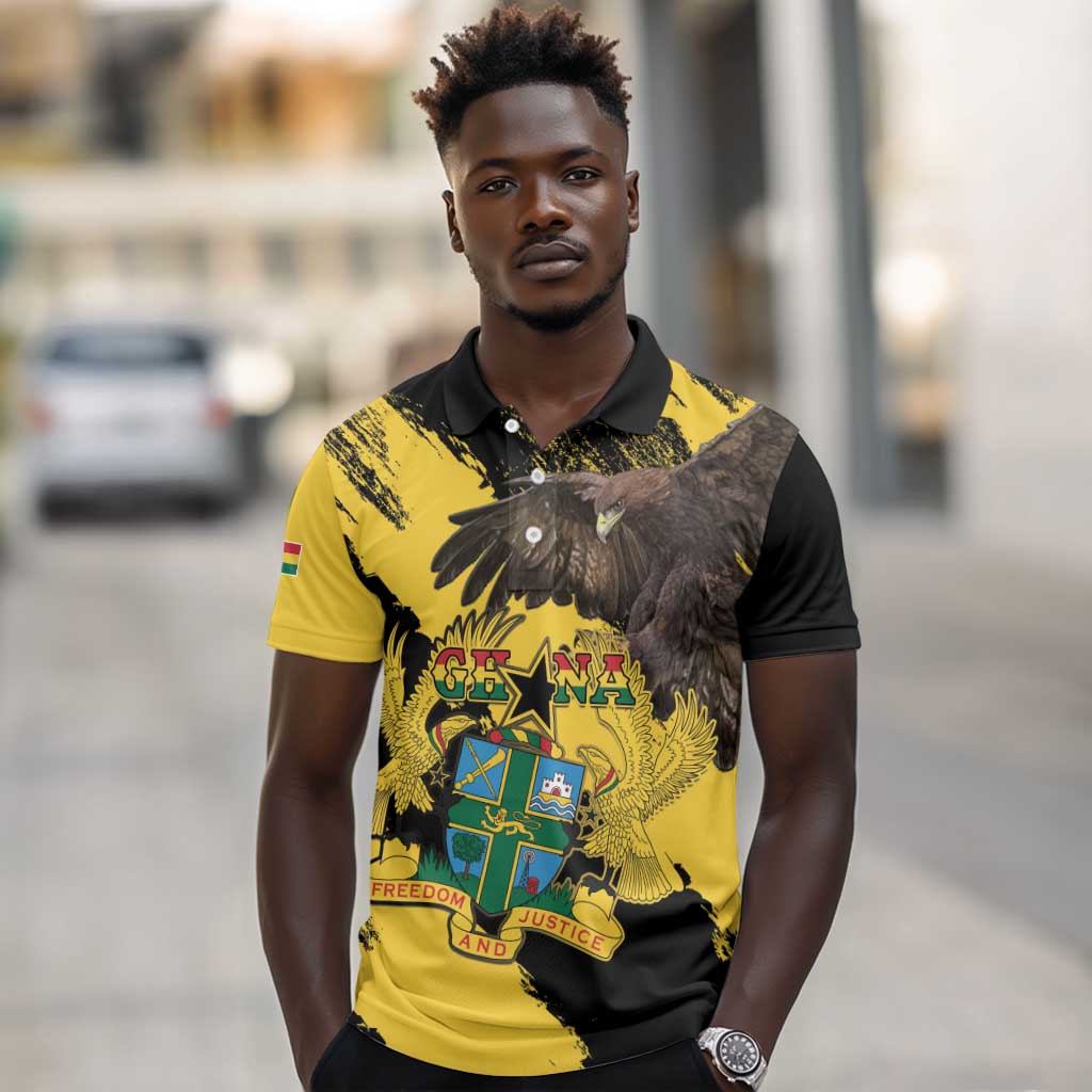 Afro Ghana Polo Shirt Eagle With Coat Of Arms