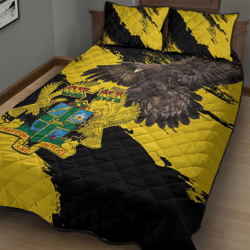 Afro Ghana Quilt Bed Set Eagle With Coat Of Arms