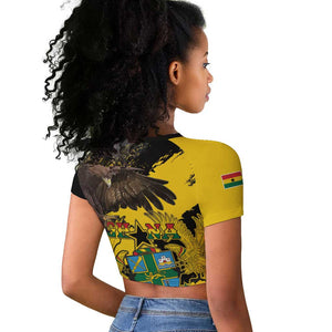 Afro Ghana Raglan Cropped T shirt Eagle With Coat Of Arms