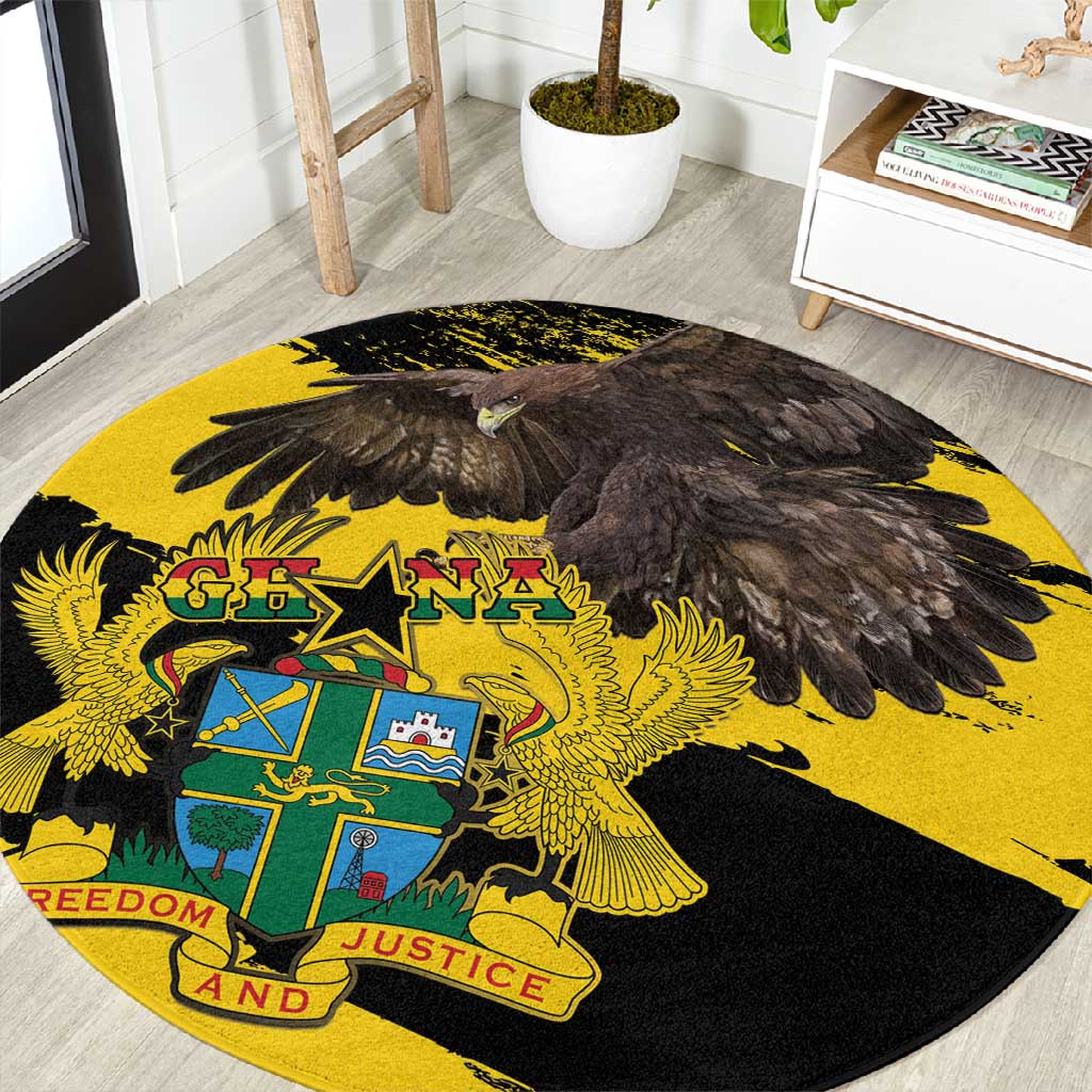 Afro Ghana Round Carpet Eagle With Coat Of Arms