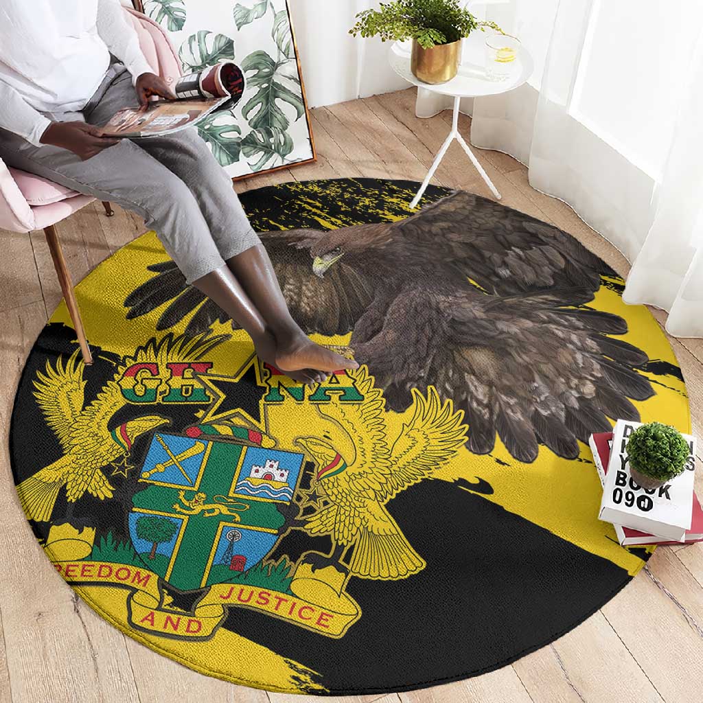 Afro Ghana Round Carpet Eagle With Coat Of Arms
