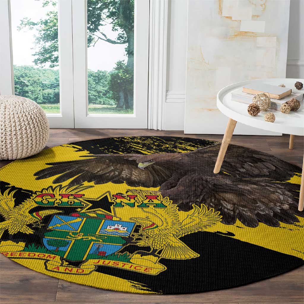 Afro Ghana Round Carpet Eagle With Coat Of Arms