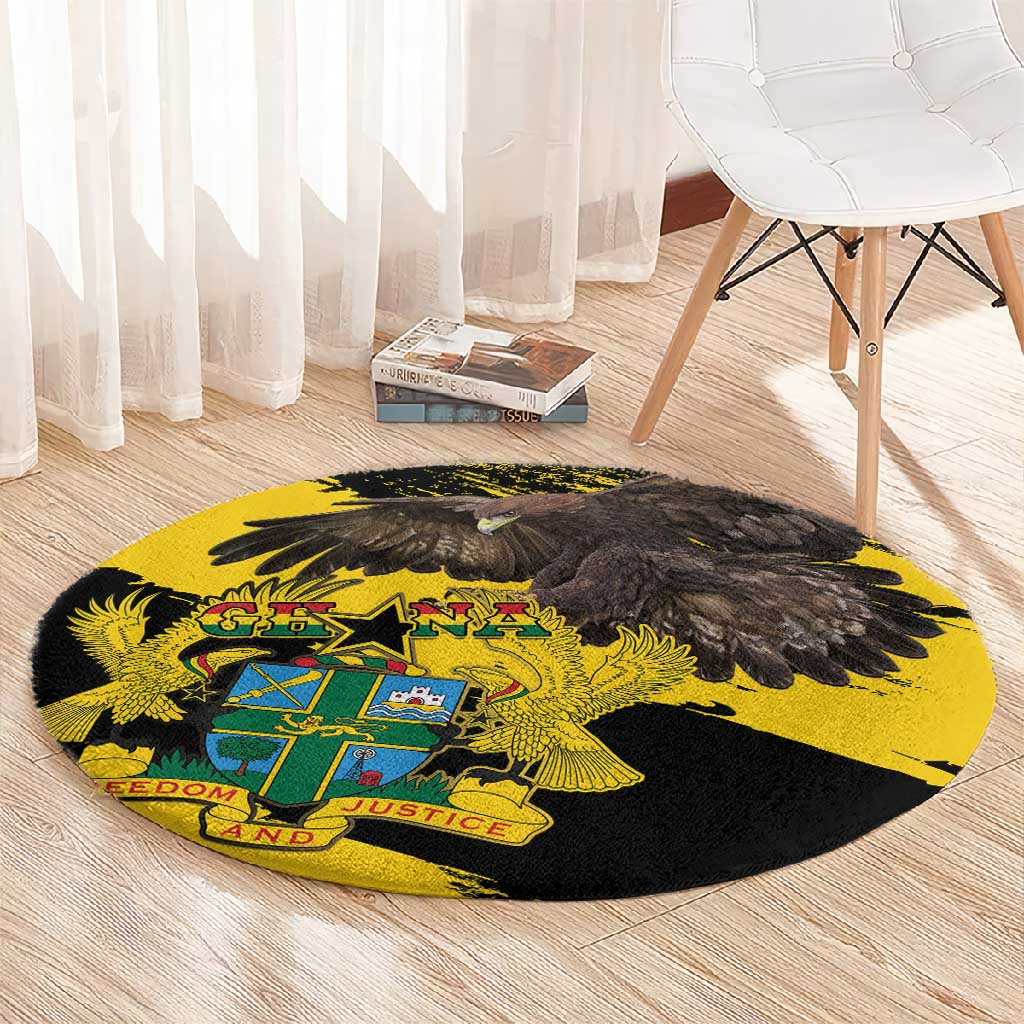 Afro Ghana Round Carpet Eagle With Coat Of Arms