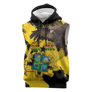 Afro Ghana Sleeveless Hoodie Eagle With Coat Of Arms - African Pride