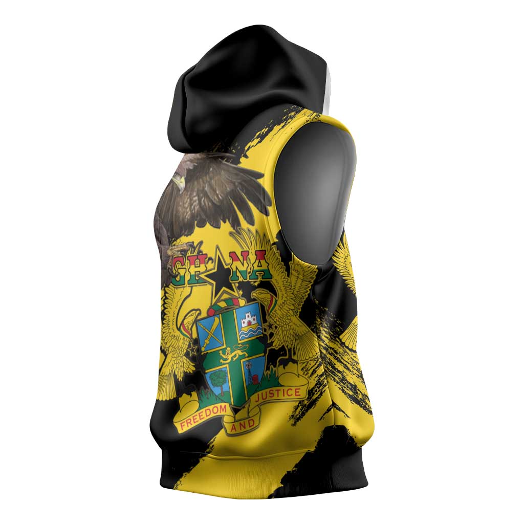 Afro Ghana Sleeveless Hoodie Eagle With Coat Of Arms - African Pride