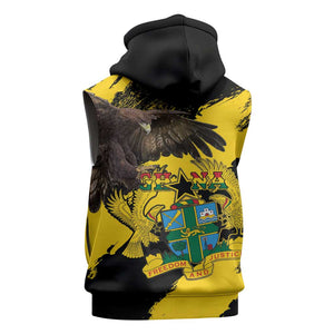 Afro Ghana Sleeveless Zip Hoodie Eagle With Coat Of Arms - African Pride