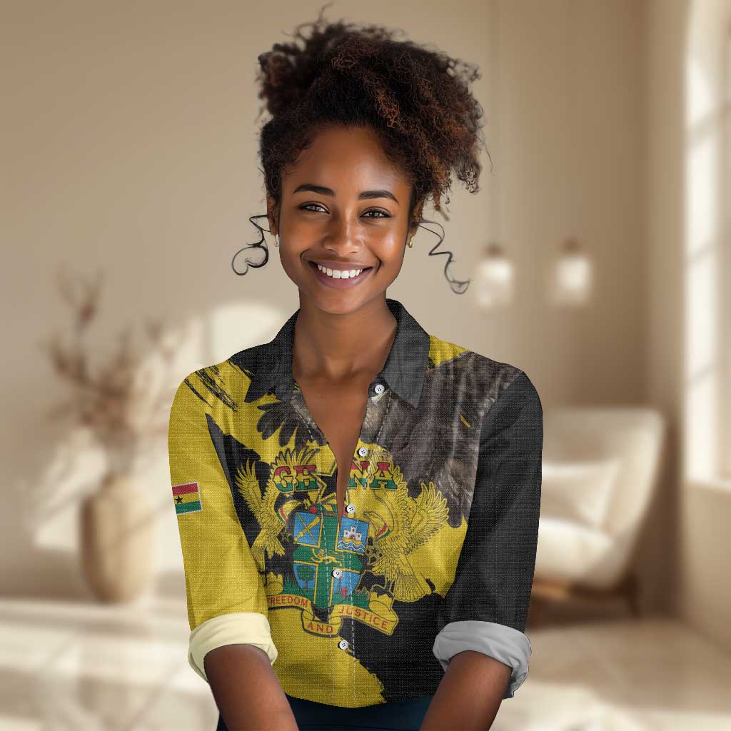 Afro Ghana Women Casual Shirt Eagle With Coat Of Arms LT15