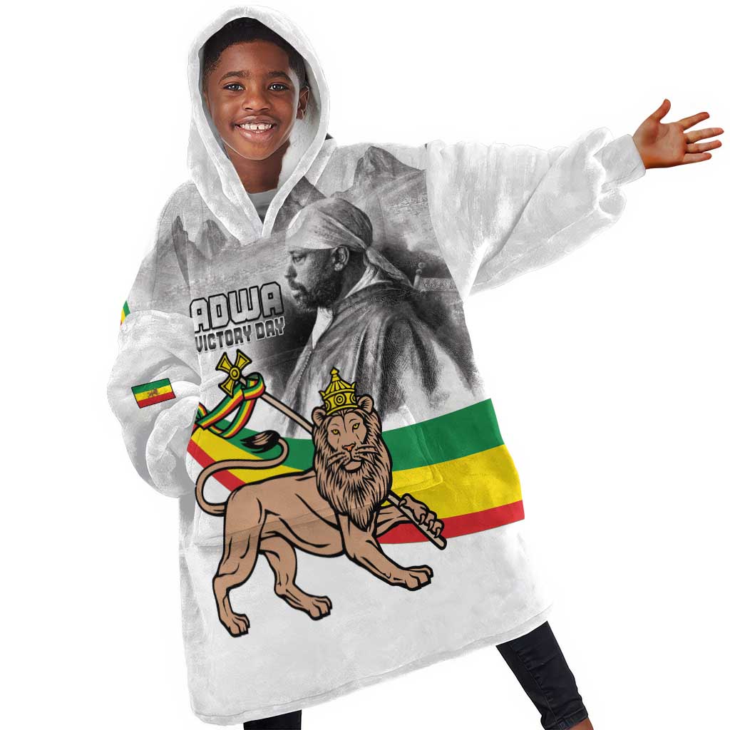 African Victory Menelik II Kid Wearable Blanket Hoodie Battle Of Adwa