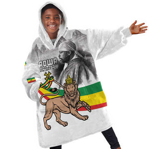 African Victory Menelik II Kid Wearable Blanket Hoodie Battle Of Adwa