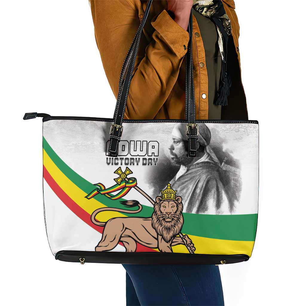 African Victory Menelik II Leather Tote Bag Battle Of Adwa