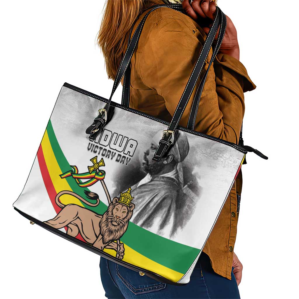 African Victory Menelik II Leather Tote Bag Battle Of Adwa