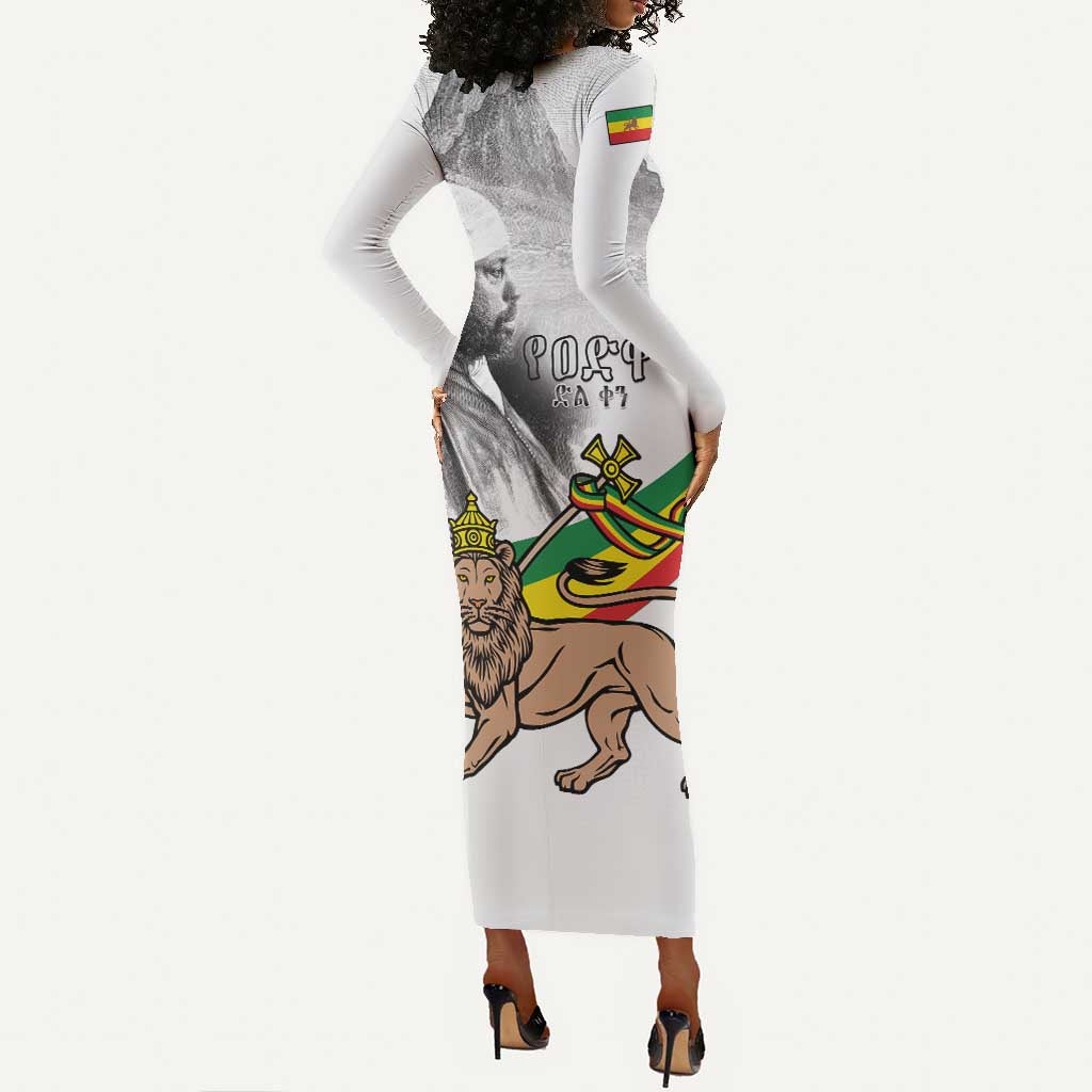 African Victory Menelik II Long Sleeve Bodycon Dress Battle Of Adwa LT15