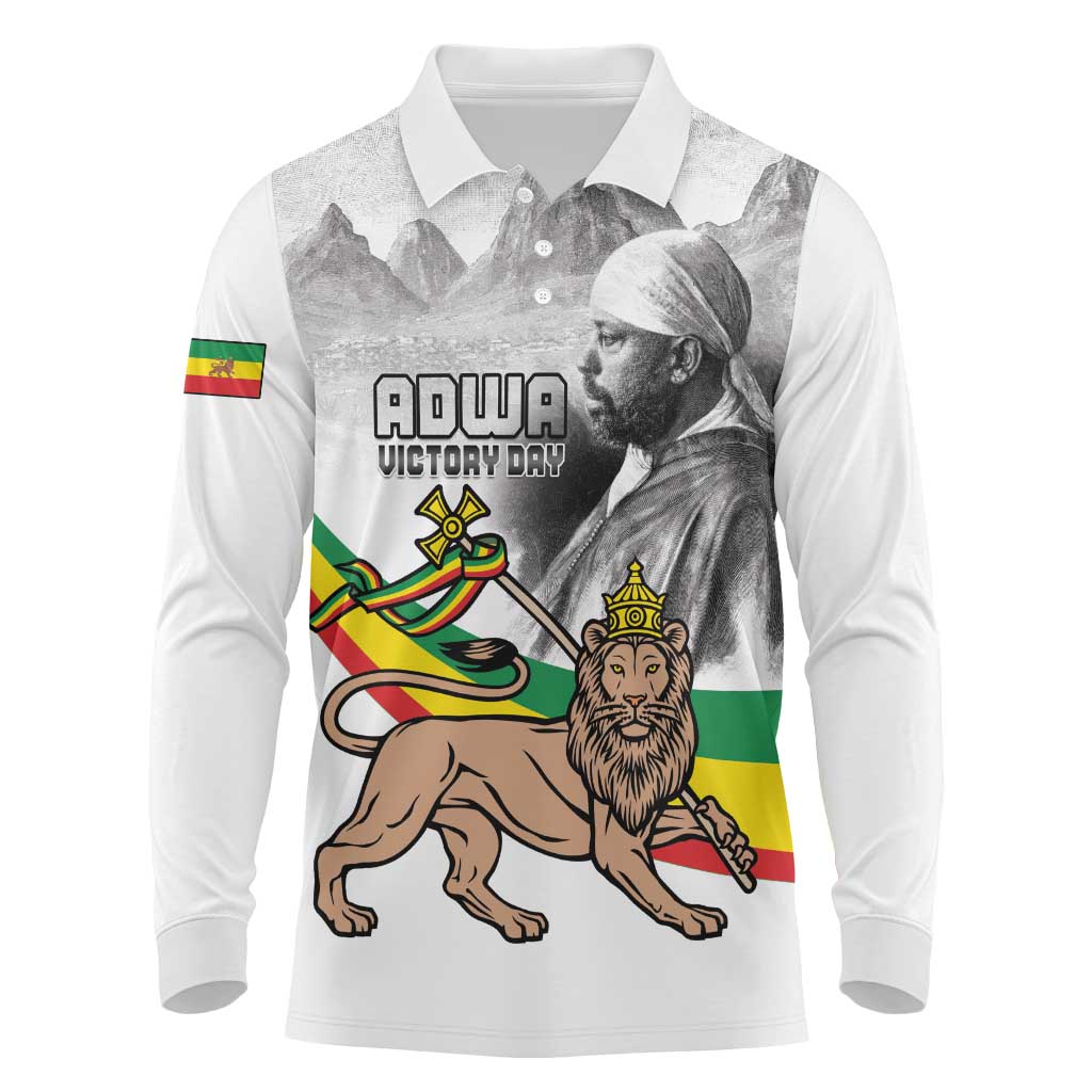 African Victory Menelik II Long Sleeve Polo Shirt Battle Of Adwa