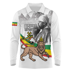 African Victory Menelik II Long Sleeve Polo Shirt Battle Of Adwa