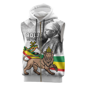 African Victory Menelik II Sleeveless Zip Hoodie Battle Of Adwa - African Pride