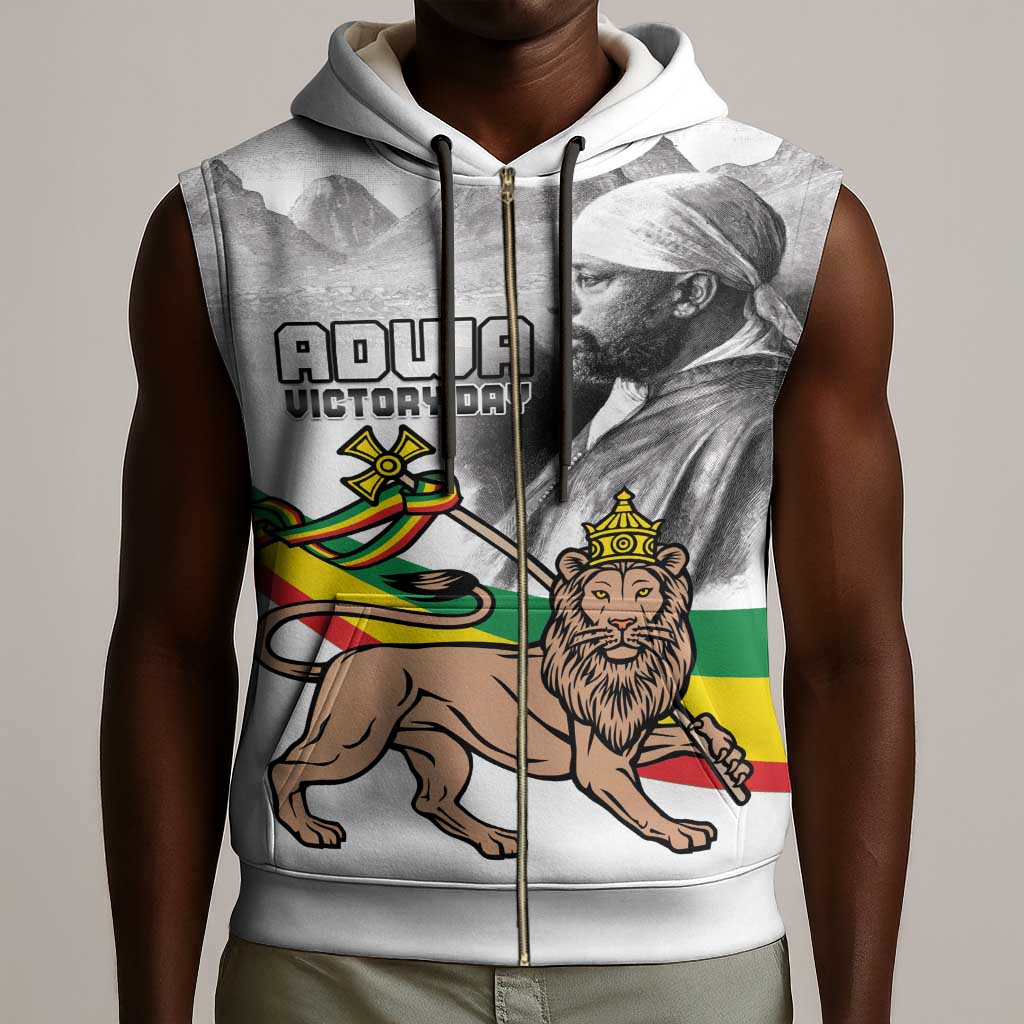 African Victory Menelik II Sleeveless Zip Hoodie Battle Of Adwa - African Pride