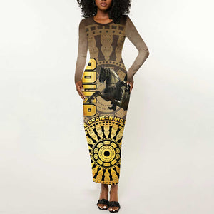 Adwa Victory Day Long Sleeve Bodycon Dress Adwa Battle Shield - Vintage Style LT15